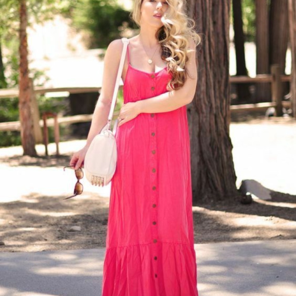 Free People Denim Jean fabric Red/orange Dress Small